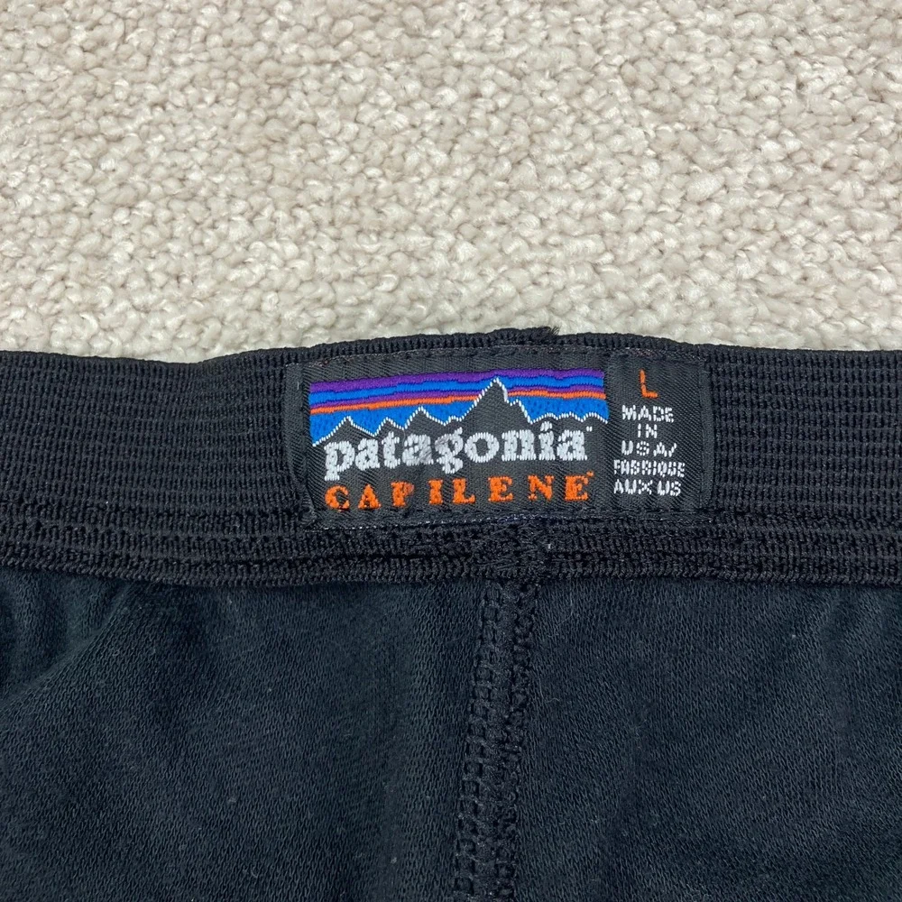 Patagonia Mens L Capilene Base Layer Pants Black Thermal Leggings Made USA